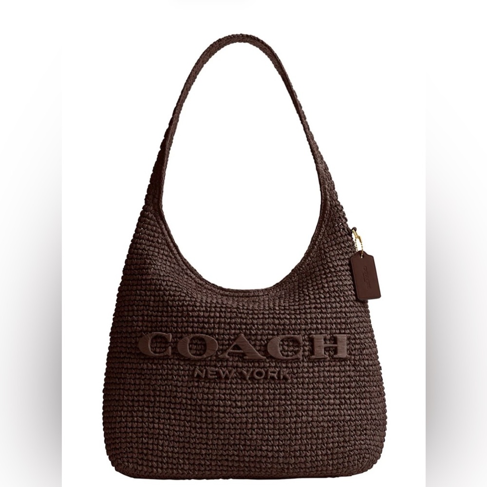 Coach Dark Brown Textured Shoulder Bag